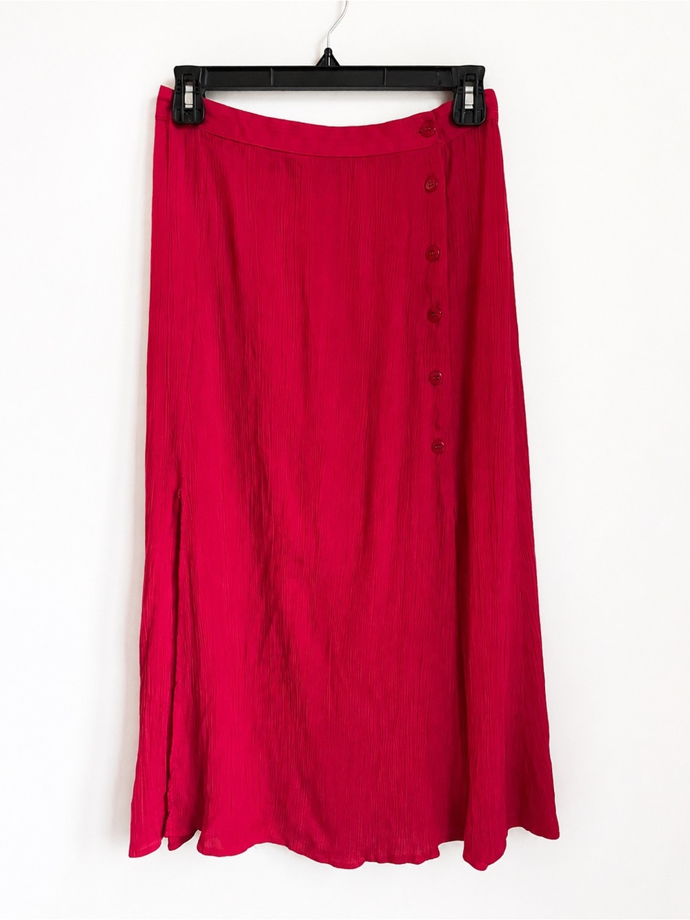 ASOS Red Button-Up Midi Skirt with Slits